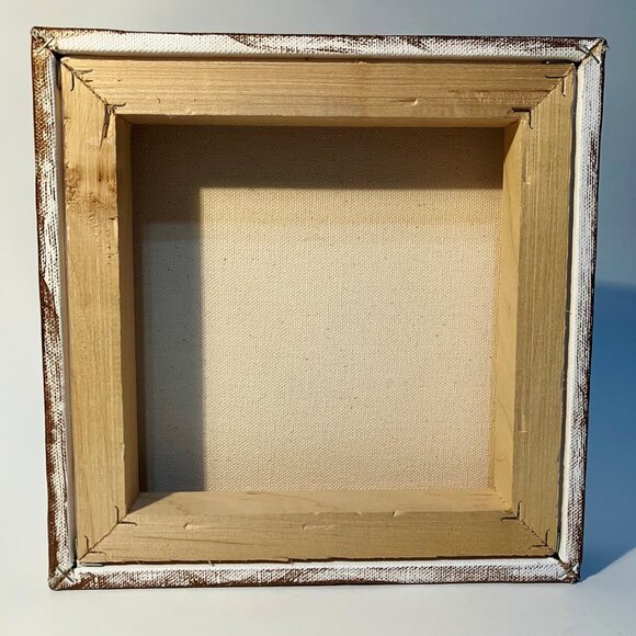 Metallic Dots Abstract Wall Art Work Original Painting 8" Square Artist Signed - Picture 10 of 10